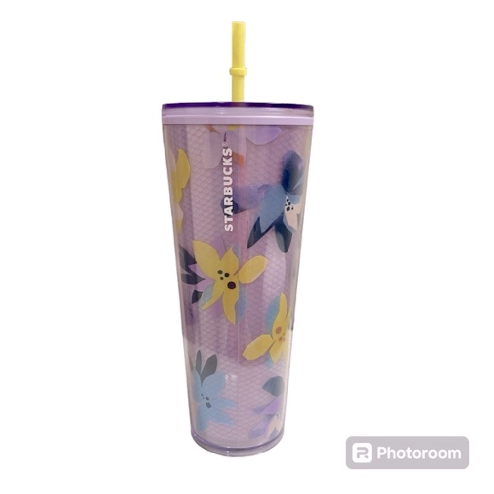 Starbucks Drifting Magnolias Purple Floral Honeycomb 2023 Tumbler, Venti 24 oz